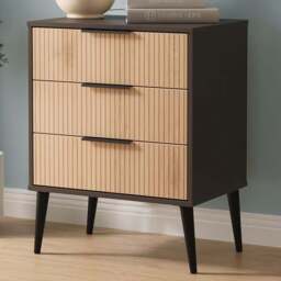Crowndale Hong Kong 3 Drawer Slatt Effect and Graphite Midi Chest of Drawers Ready Assembled - Slatt Effect & Graphite - Wilko - thumbnail 1