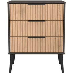 Crowndale Hong Kong 3 Drawer Slatt Effect and Graphite Midi Chest of Drawers Ready Assembled - Slatt Effect & Graphite - Wilko - thumbnail 3
