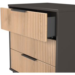 Crowndale Hong Kong 3 Drawer Slatt Effect and Graphite Midi Chest of Drawers Ready Assembled - Slatt Effect & Graphite - Wilko - thumbnail 7