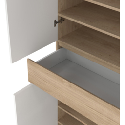 Florence 4 Door Single Drawer Jackson Hickory Oak and White Shoe Cabinet - Size: 40 x 80.4 x 191.7cm - Furniture to Go - Wilko - thumbnail 6