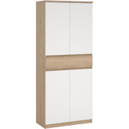 Florence 4 Door Single Drawer Jackson Hickory Oak and White Shoe Cabinet - Size: 40 x 80.4 x 191.7cm - Furniture to Go - Wilko - thumbnail 3