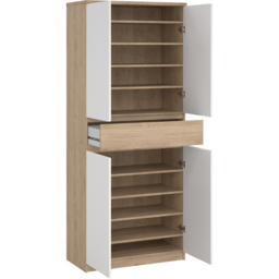 Florence 4 Door Single Drawer Jackson Hickory Oak and White Shoe Cabinet - Size: 40 x 80.4 x 191.7cm - Furniture to Go - Wilko - thumbnail 5