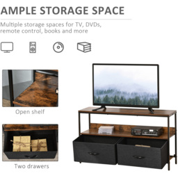 Portland 2 Foldable Drawer Rustic Brown Steel TV Cabinet - Size: 98 x 29 x 56cm - Wilko - thumbnail 6