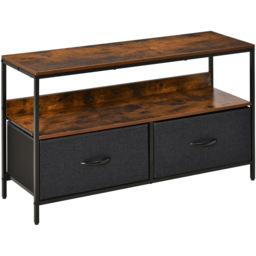 Portland 2 Foldable Drawer Rustic Brown Steel TV Cabinet - Size: 98 x 29 x 56cm - Wilko - thumbnail 3