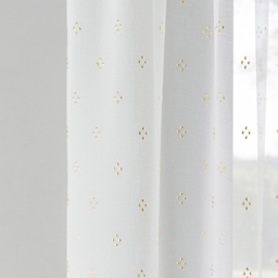 Tyrone Textiles Destiny Gold Metallic Diamond Print Rod Pocket Voile Panel Curtains 140 x 137cm - Size: W 140 x D 137cm - Wilko - thumbnail 4
