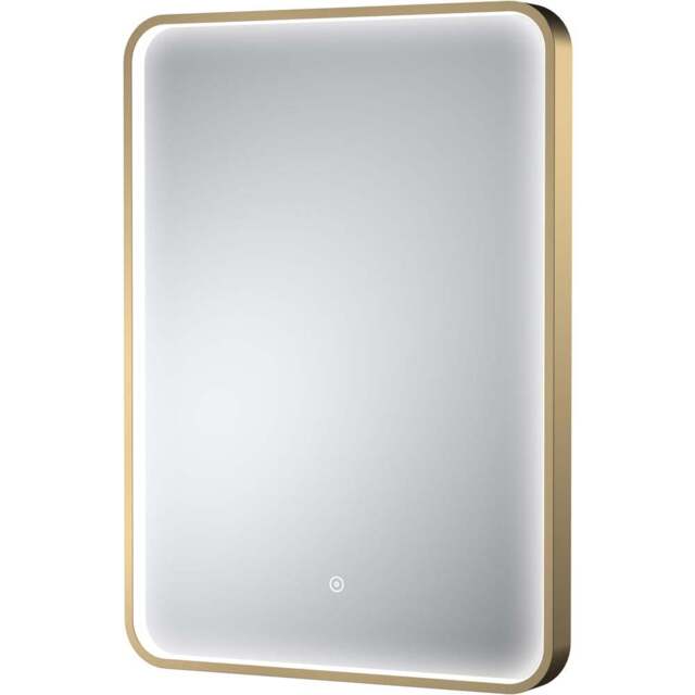nuie Brushed Brass Framed LED Touch Sensor Mirror 700 x 500mm - Size: 700 x 500 x 47mm - Wilko - image 1
