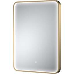nuie Brushed Brass Framed LED Touch Sensor Mirror 700 x 500mm - Size: 700 x 500 x 47mm - Wilko