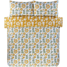 Serene Victorian Bloom Single Green Microfibre Fabric Reversible Duvet Cover Set - Wilko - thumbnail 3
