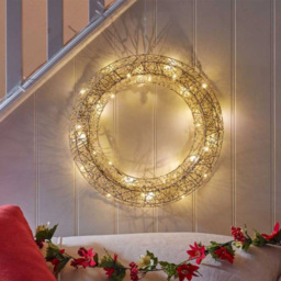 Samuel Alexander Gold Weave LED Wreath 40cm - Size: 40 x 40 x 40cm - Wilko - thumbnail 4