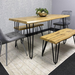 Kosy Koala 6 Seater Velvet Wooden Dining Set with Bench Grey - Multi - Wilko - thumbnail 5