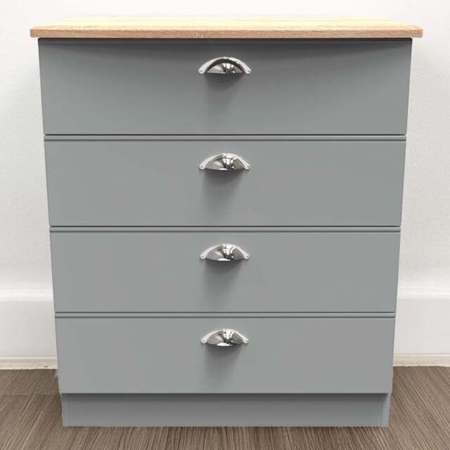 Crowndale Victoria 4 Drawer Dusk Grey and Oak Chest of Drawer - Wilko - image 1