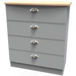 Crowndale Victoria 4 Drawer Dusk Grey and Oak Chest of Drawer - Wilko - thumbnail 5