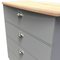 Crowndale Victoria 4 Drawer Dusk Grey and Oak Chest of Drawer - Wilko - thumbnail 7