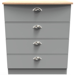 Crowndale Victoria 4 Drawer Dusk Grey and Oak Chest of Drawer - Wilko - thumbnail 3