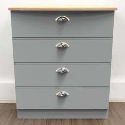 Crowndale Victoria 4 Drawer Dusk Grey and Oak Chest of Drawer - Wilko - thumbnail 1