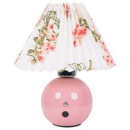 ValueLights Bloom Pink Floral Rechargeable LED Portable Table Lamp - Wilko
