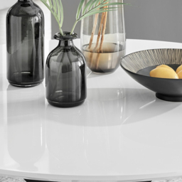 Furniturebox Arona Solara 6 Seater Round Dining Set White Gloss and Black - Wilko - thumbnail 6