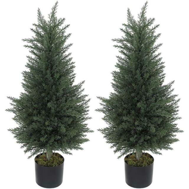 Portland Artificial Cypress Plant in Pot 90cm 2 Pack - Size: 90 x 40 x 40cm - Green - Wilko - image 1