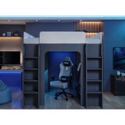 Recoil Dante Twin White and Grey Gaming High Sleeper Bed with Desk and Wardrobe - Size: 188.5 x 189.5 x 219.2cm - Wilko - thumbnail 7