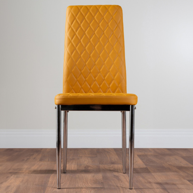 Furniturebox Valera Set of 6 Mustard Yellow and Chrome Faux Leather Dining Chair - Wilko - image 1