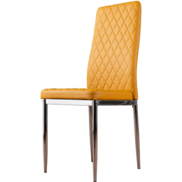 Furniturebox Valera Set of 6 Mustard Yellow and Chrome Faux Leather Dining Chair - Wilko - thumbnail 3