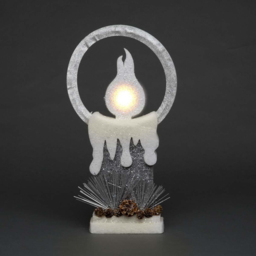 Shatchi Grey Glitter Foam Snow Covered Pre Lit Candle Christmas Decoration 31cm - Size: 31 x 16.5 x 5cm - Wilko - thumbnail 3