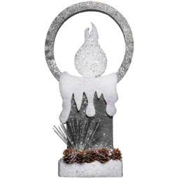 Shatchi Grey Glitter Foam Snow Covered Pre Lit Candle Christmas Decoration 31cm - Size: 31 x 16.5 x 5cm - Wilko