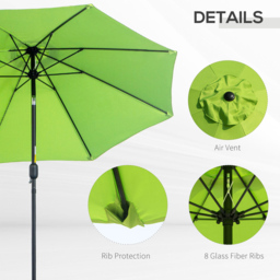 Outsunny Light Green Crank and Tilt Parasol 2.7m - Size: 3m - Wilko - thumbnail 7
