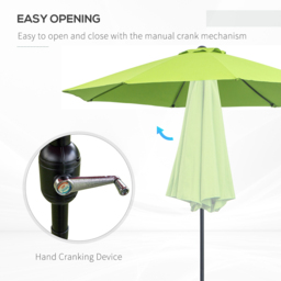 Outsunny Light Green Crank and Tilt Parasol 2.7m - Size: 3m - Wilko - thumbnail 5