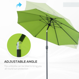 Outsunny Light Green Crank and Tilt Parasol 2.7m - Size: 3m - Wilko - thumbnail 6