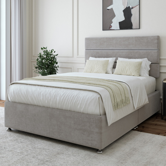 Bedmaster Small Double Seal Grey Naples Velvet Divan Base - Wilko - image 1
