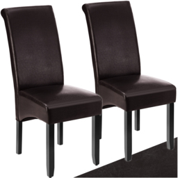tectake Set of 2 Brown Faux Leather High Backrest Dining Chair - Wilko - thumbnail 3