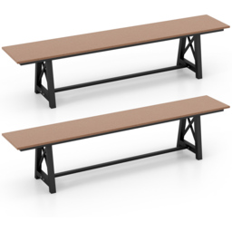 Costway 4 Seater Brown Garden Bench - Wilko - thumbnail 4