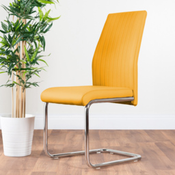 Furniturebox Elissa Fontana Marble Effect 2 Seater Round Dining Set White Mustard and Chrome - Yellow - Wilko - thumbnail 4