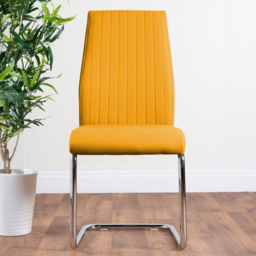 Furniturebox Elissa Fontana Marble Effect 2 Seater Round Dining Set White Mustard and Chrome - Yellow - Wilko - thumbnail 5