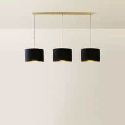 ValueLights Reni Black Velvet and Gold Shade 3 Drop Bar Gold Diner LED Ceiling Lights - Size: 123.5 x 98 x 25cm - Wilko - thumbnail 6