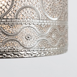 ValueLights Casablanca Moroccan Style Chrome Drum Pendant Shade - Size: 20 x 30 x 30cm - Silver - Wilko - thumbnail 5