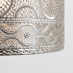 ValueLights Casablanca Moroccan Style Chrome Drum Pendant Shade - Size: 20 x 30 x 30cm - Silver - Wilko - thumbnail 4