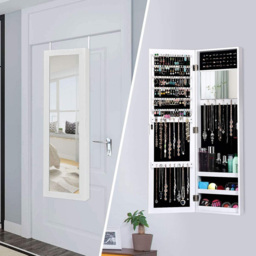Costway White Wall Mounted Mirrored Jewellery Armoire - Size: 122 x 42 x 13cm - Wilko - thumbnail 4