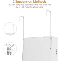 Costway White Wall Mounted Mirrored Jewellery Armoire - Size: 122 x 42 x 13cm - Wilko - thumbnail 5