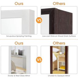 Costway White Wall Mounted Mirrored Jewellery Armoire - Size: 122 x 42 x 13cm - Wilko - thumbnail 7