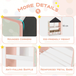 Costway 2 Drawer Pink Kids Wooden Dollhouse Bookshelf - Size: 81 x 36 x 13cm - Wilko - thumbnail 7