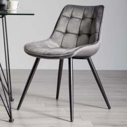 Bentley Designs Seurat Set of 2 Grey Velvet Fabric Upholstered Chair - Wilko - thumbnail 1