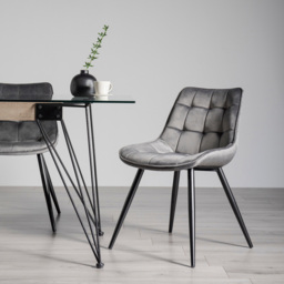 Bentley Designs Seurat Set of 2 Grey Velvet Fabric Upholstered Chair - Wilko - thumbnail 7