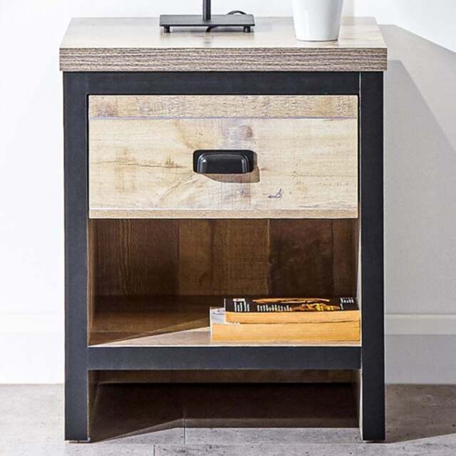 GFW Boston Single Drawer Oak Lamp Table - Size: 52 x 43 x 39cm - Brown - Wilko - image 1