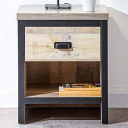 GFW Boston Single Drawer Oak Lamp Table - Size: 52 x 43 x 39cm - Brown - Wilko - thumbnail 1