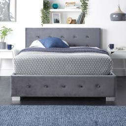 Aspire Super King Size Grey Plush Velvet Side Opening Ottoman Storage - Aspire Beds - Wilko - thumbnail 3