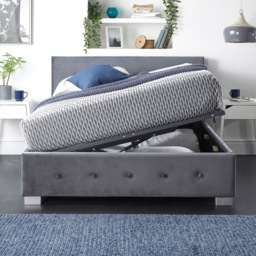 Aspire Super King Size Grey Plush Velvet Side Opening Ottoman Storage - Aspire Beds - Wilko - thumbnail 5