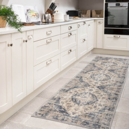 Kukoon Beige and Blue Distressed Vintage Medallion Rug 300 x 80cm - Wilko - thumbnail 4