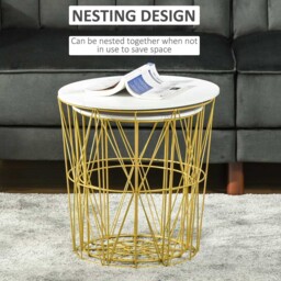 Portland White Wired Nest of Tables Set of 2 - Size: 44 x 44 x 45cm - Wilko - thumbnail 6